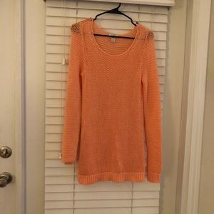 2/$10 Loft Coral Eyelet Sweater Tunic, Small NWOT